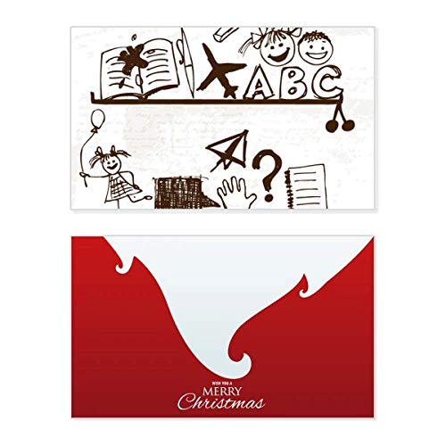 Carte de Noël vintage avec bibliothèque illustrée mignon style enfantin
