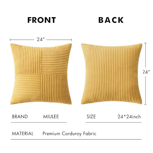 Image of MIULEE Golden Mustard Decorative Euro Sham Pillow Covers 24x24 Inch 2 Pack
