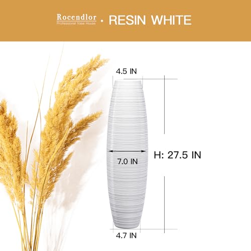 Image of Tall Floor Vase, 27.5 inches (70cm, 2.3FT) Floor Vase Sturdy and Luxurious,Tall Vases for Country Home Decor, Living Room, Resin White Vases