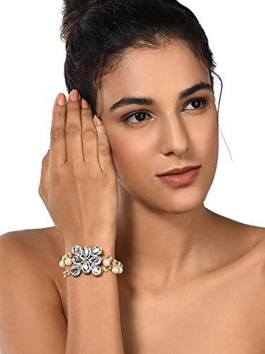 Crystal Shine Stones Pearl Bracelet For Women