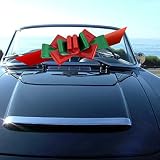Red & Green Car Bow Ribbon - 25" Wide, Fully Assembled, Christmas, Large Gift Decoration, Retail Display, Birthday, Fundraiser, School, Classroom, Office, Party