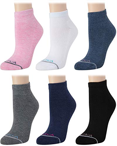 Nautica Women's Quarter Cut Moisture Control Athletic Socks (6 Pack), Assorted, Size 4-10