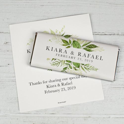 25ct Personalized Botanical Wedding Candy Bar Wrappers for 1.55oz Chocolate