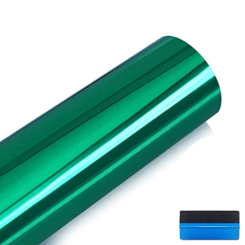 Image of NewL High Stretchable Mirror Chrome Mirror Flexible Vinyl Wrap Sheet Roll Film Car Sticker Decal Sheet (Green, 30cm x 150cm)