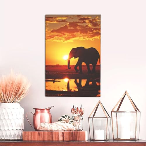 Tableau éléphant sur toile impression HD 30x45 cm déco - 5