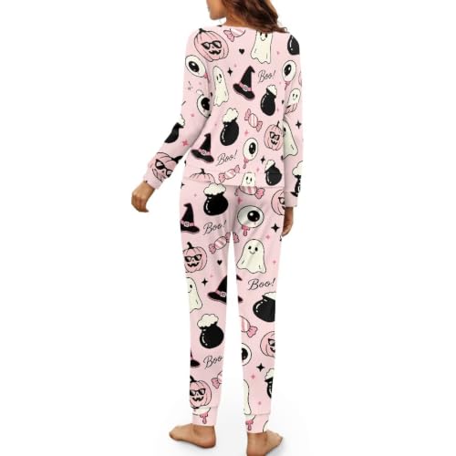 Image of Womens Lounge Set Long Sleeve Soft Pajama Sets | Casual 2 Piece Pj Outfit, Crewneck Sleepwear with Pockets, Adjustable Drawstring, Soft Comfy Fall Pajamas, Plus Size