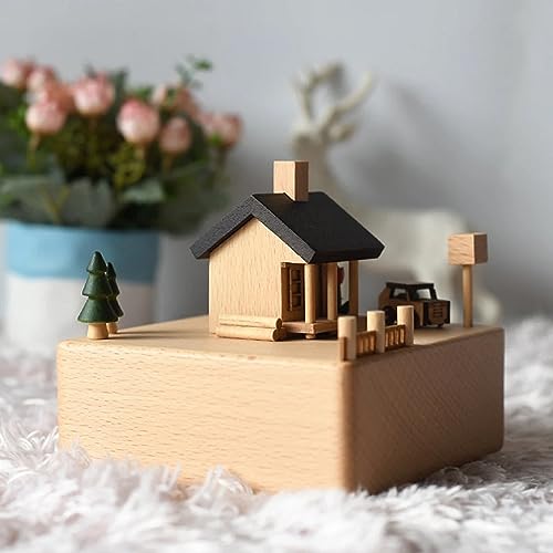 Image of AUGEN Exclusive Music Box Musical Boxes Carousel Children's Boutique Wooden Men and Women Birthday Creative Christmas Valentine's Day Gift Home Decoration (6057-A5)