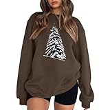 MODSGUE Sudadera para mujer de gran tamaño, informal, cuello redondo, camiseta de otoño, otoño, invierno, chaqueta de entretiempo clásica, ropa de calle para exteriores, color negro, Café A, XL