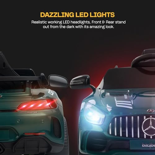 Image of Baybee Spyder Battery Operated Car for Kids | Electric Kids Car with Parental Control, LED Lights & Music | Rechargeable Battery Car with Bluetooth & USB | Ride on Cars for Kids 1-5 Years (Green)