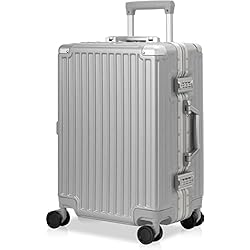 Maletas Rimowa Baratas AnyZip Maleta de Cabina PC ABS con Marco de Aluminio Maleta Trolley con Cerradura TSA y 4 Ruedas, sin Cremallera?Blanco?