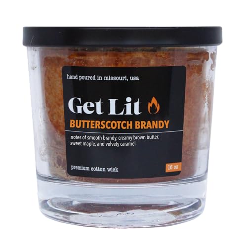Image of Get Lit | Butterscotch Brandy | 16 oz Double-Wick Scented Candle | Hand-Poured in Missouri, USA | Sweet Dessert & Brandy Fragrance