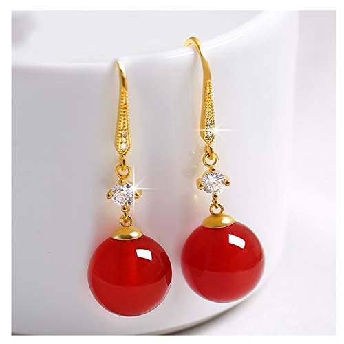 Boucles d'oreilles en jade argent 999 femme pendantes perle longue 18k