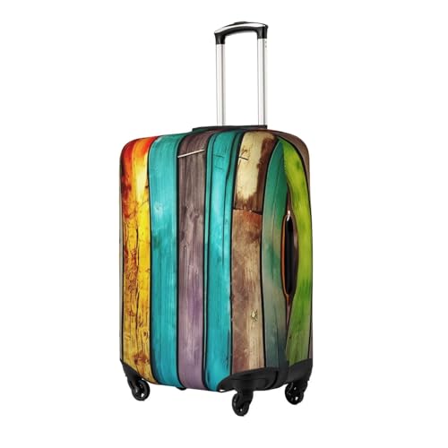 Travel Luggage Cover Anti-Scratch Suitcase Cover Protector Elastic Thicken Luggage Protector Washable Baggage Covers Colorful Wooden Boards Suitcase Sleeve Fit 18-32 Inch Luggage X-Large2