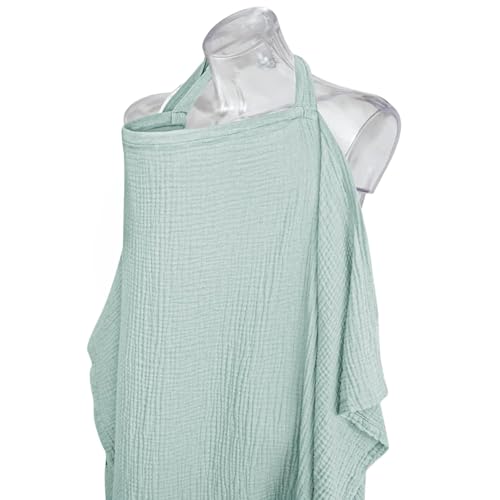Image of Nursing Cover for Baby Breastfeeding - Breathable 100% Cotton Nursing Apron with Rigid Hoop, Privacy Cover, Lightweight Car Seat Canopy & Multi-Use Baby Essentials