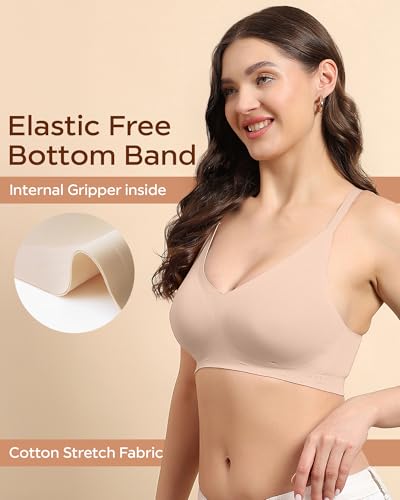 Image of Tweens Cotton Padded Bonded Bra for Women | Full Coverage Wire-Free Bra | Seamless No-Dig Comfort | Breathable Cotton | Elastic-Free Bottom Band & Side Wings | Pack of 1
