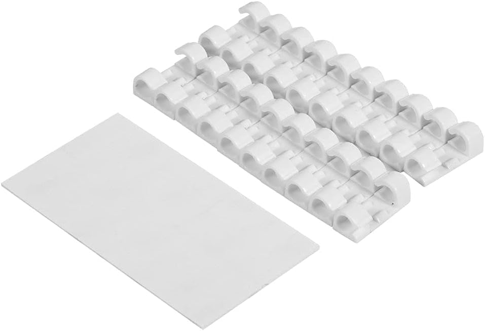 SOLDOUT™ Wire Organizer Securing Cable Clamp Storage Clips Adhesive Buckle Data Line Fixed Fit Data Telephone Line Cables Sleeve (White, Pack of 20)