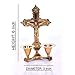 Hashcart Brass Crucifix Cross with Candle Stand (6 Inch) Jesus Christ Statue & Figurine for Table Decoration, Cross with Jesus Christ for Home Decor Office Decor