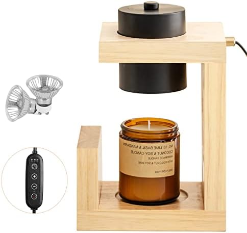 Novamer Candle Warmer Lamps, Dimmable Wax Melt for Scented Candle, Top Down Candle Warmer Lantern with Timer, Compatible with Candle Large/Small Jar and 3 Wick Candle Jar Desk Decor with 2 Bulbs