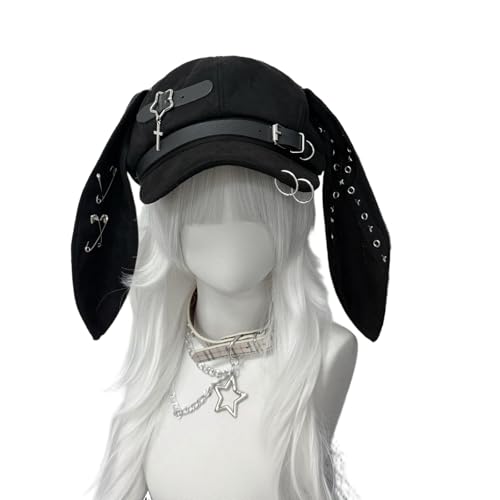 clcbdeyit Vintage Black Cat Ear Octagonal Hats Cute Cat Ear Hat for Women (Rabbit Black) — view 2