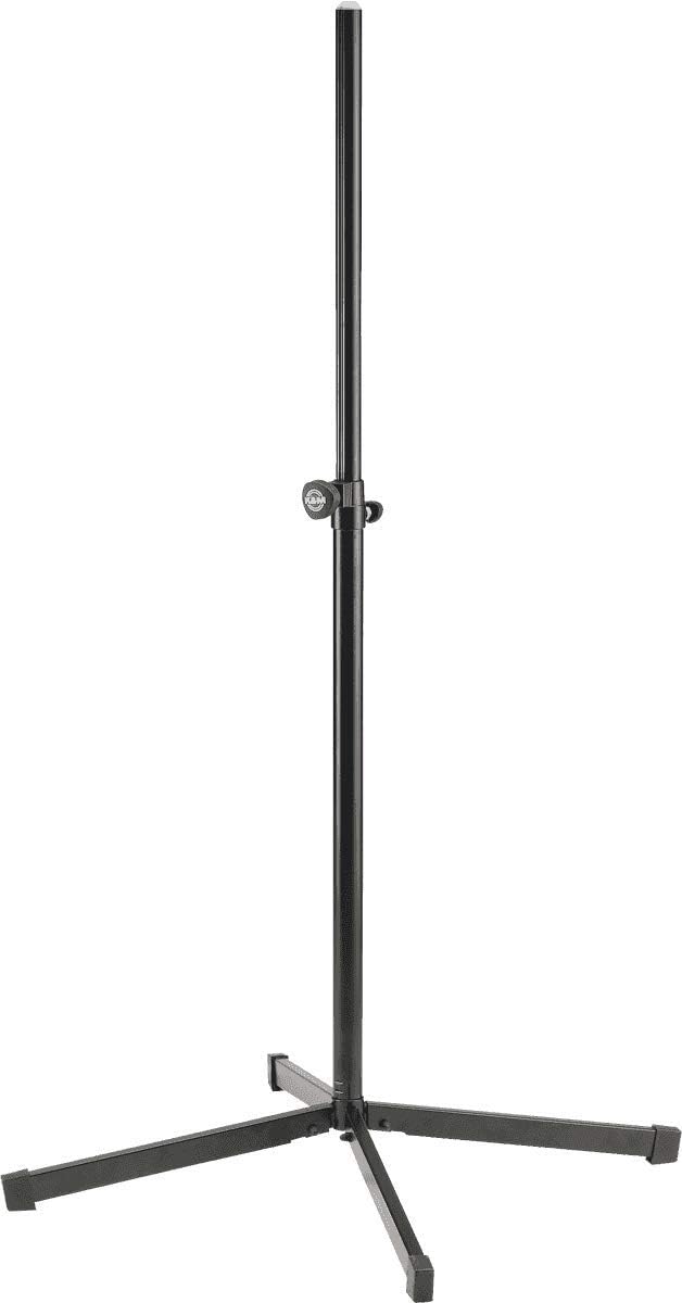 K&M König & Meyer 19500.011.55 Speaker Stand | Spring-Loaded / Locking Height Adjust | Space-Saving Stand Folds Compact For Travel/Storage | Shock Absorbers | Max Load 110 lbs | German Made | Black