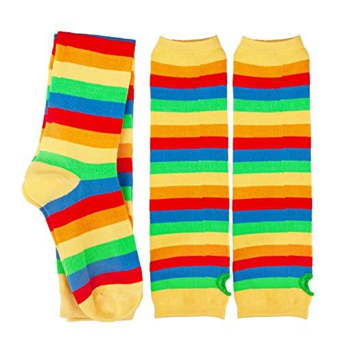 Image of Over Knee Rainbow Thigh High Socks Cosplay Accessories for Women Fashion Wild Long Striped Leg warmers
