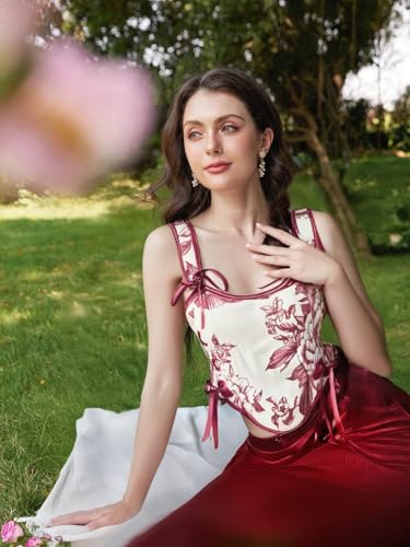 Image of Scarlet Darkness Corset Tops for Women Renaissance Floral Bustier Tops