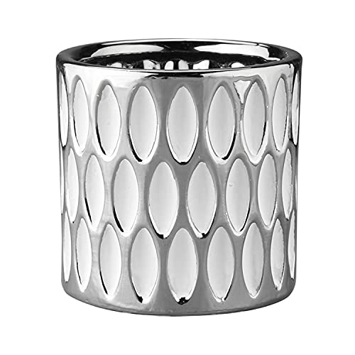 Ceramic Silver Planters For Indoor Plants 4 + 5 Inches Textured Silver Plant Pots Set Of 2 Small Succulent Pots Ceramic Planter Set For Snake Plant Herb Orchid #TOP7