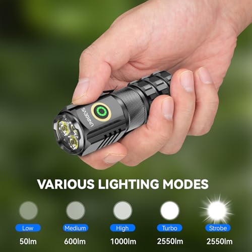 2-Pack XC06 Mini Flashlight Rechargeable,Pocket Flashlight with Magnet,Super Bright Small Compact Flashlight,5 Modes EDC Flashlight for Camping,Emergency.