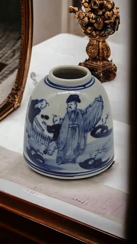 Festcool Antique Style Blue and White Porcelain Ceramic Covered Jar