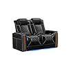 Valencia tuscany executive heat massage home theater seating top grain nappa leather power recliner with headrest lumbar wall hugger recliner diamond stitch usb row of 2 loveseat black  urban country home decor