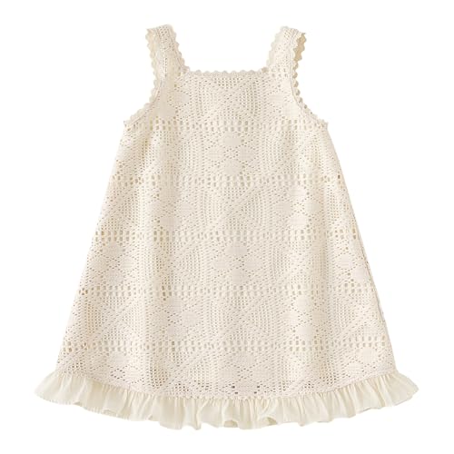 famuka Little Girl Strap Dress Kid Hollow Lace Playwear Dres