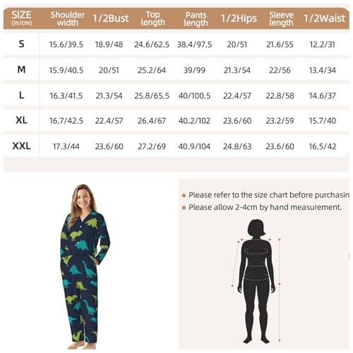 Image of Women'S Long Sleeve Pajama Set Soft Loungewear Button-Down Top & Elastic Waist Pants S- 2XL
