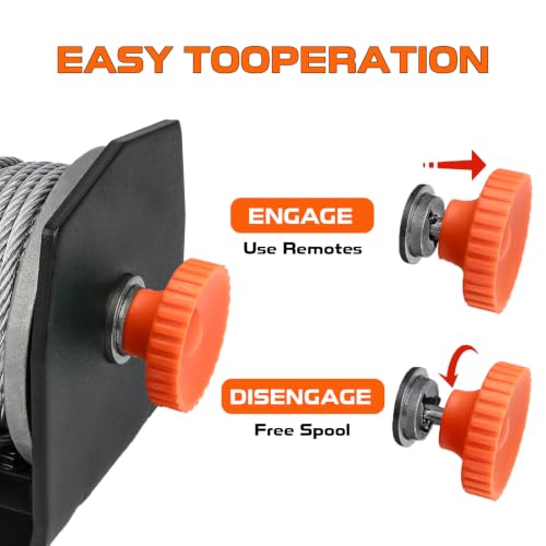 Image of RUGCEL 2500LB 12V Electric Winch for ATV UTV, with Roller Fairlead & Mount Plate