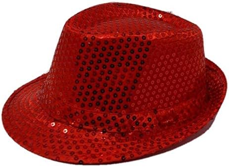R\u0026F srls Cappello PAILLETTES cappellino festa party spettacolo vari colori  (rosso) : Amazon.it