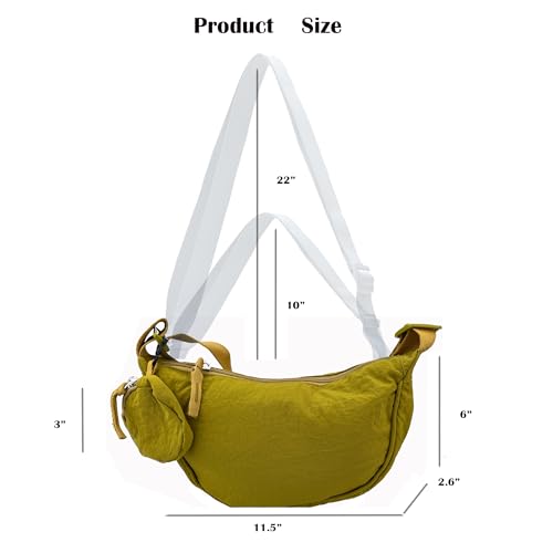 Image of Nylon Crescent Crossbody Bag for Women Purses Trendy Men,Small Travel Sling Bag Hobo
