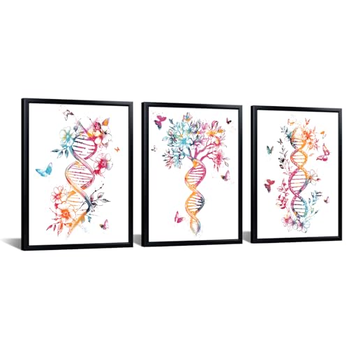 iKNOW FOTO DNA Molecule Wall Art Set of 3 Watercolor