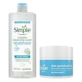 Simple Water Boost Hydrating Micellar Water Soothing Makeup Remover For Dry and Sensitive Skin 400 ml & Skin Quench Gel Face Cream 50 ml