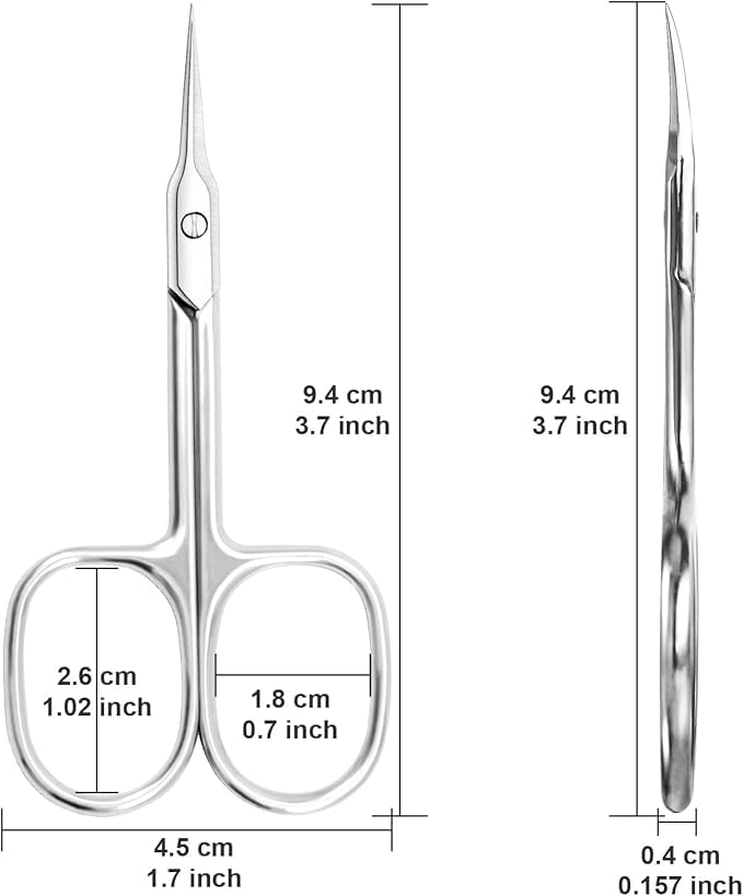 BANIRA Cuticle Scissors Extra Fine Curved Blade, Professional Manicure Scissors, Multi-Purpose Stainless Steel Small Scissors With Pointed Tip Beauty Grooming Kit (Silver) 4