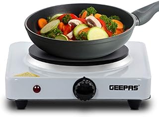 Geepas 1000W Single Hot Plate for Flexible Precise Table Top Cooking Cast Iron Heating Plate - Portable Electric Hob with Temperature Control for Home, Camping & Caravan Cooking 2 Years Warranty