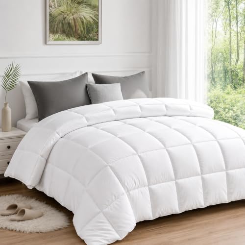 Image of AYKA Reversible Comforter 220 GSM Microfiber Reversible AC Comforter /Blanket for Winter /Quilt /Dohar /Duvets for King Size Blanket /Comforter Double Bed (Snow White, 60 * 90 inch)
