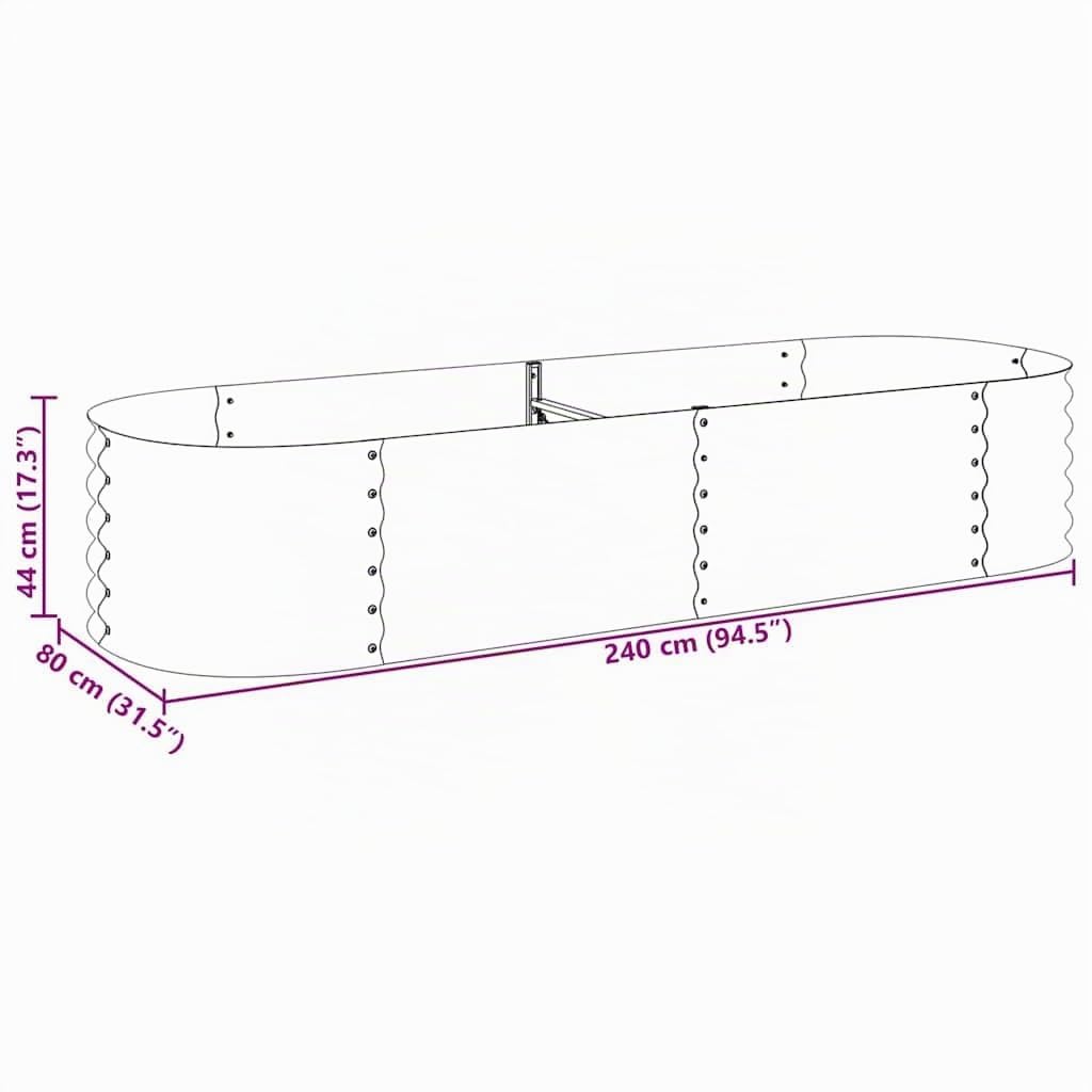 vidaXL Lit Surélevé 240x80x44 cm Acier Galvanisé Argenté Jardinière Pot Fleurs