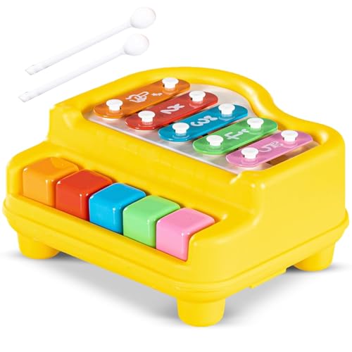Image of Negi Small Xylophone 2 in 1 Baby Piano Xylophone Toy for Toddler 5 Multicolored Key & Keyboard and 2 Stick Clear Sound Preschool Educational Musical Learning Instruments for Kids,