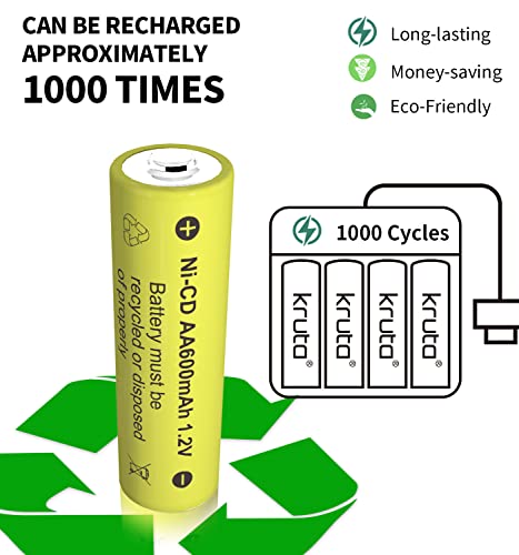 Kruta Rechargeable Aa Batteries Ni-Cd 600Mah 1.2V Rechargable Solar Light Aa Batteries For Outdoor Solar Lamps Garden Lights Remotes Mice (Pack 12) #TOP5