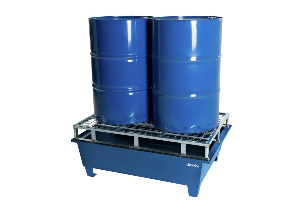 Auffangwanne aus Stahl für 2 Fässer à 200 Liter auf Europalette zur Direktlagerung