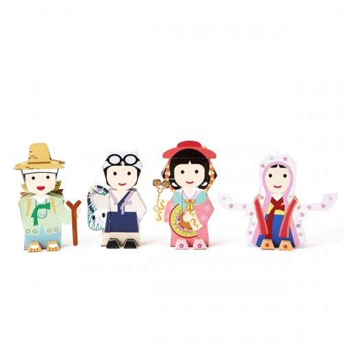 Korea Character Papertoy - Woman Diver & Princess Baridegi & A packmen & A dance in buddhist Attire