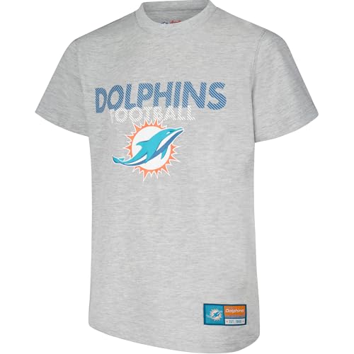 Ultra Game NFL Official Youth Super Soft Game Day T-Shirt, Miami Dolphins, Heather Gray, 14-16