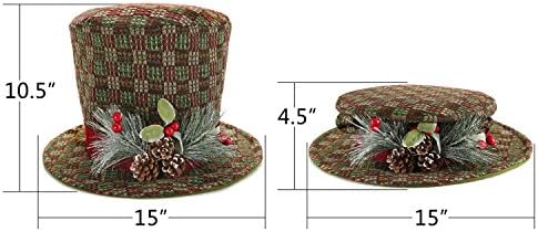 Sdsanea traditional and countryside Multicolor and Knitted fabric Top Hat Tree Topper red green white 15L x 15W x 8.5 H (Green)