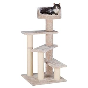 TRIXIE Tulia Senior Cat Tree with Scratching Posts, Four Platforms, Padded Top Platform, Cream Medium