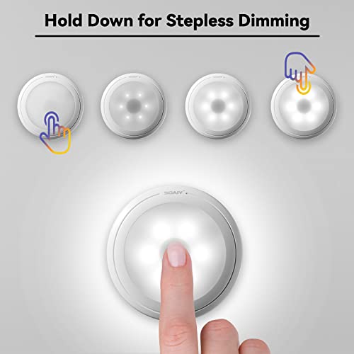 Touch Led Night Light Battery Powered(3 Pack),5000K Ct/36 Lm,Battery Operated Push Lights Tap Light Working With 3 Aaa Batteries(Not Included) Per Lamp For Closet,Cabinet,Bedroom,Kitchen,Stairs,Wall #TOP2