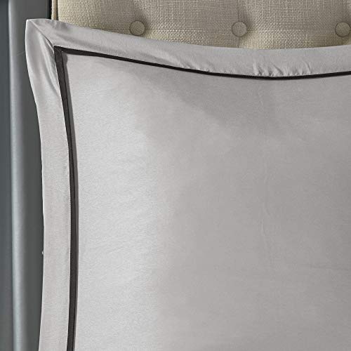 Image of Madison Park Essentials Room in a Bag Faux Silk Comforter Set - Luxe Diamond Tufting All Season Bedding, Matching Curtains, Decorative Pillows, Grey King(104 inchx92 inch) 24 Piece